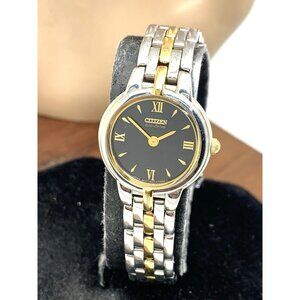 Citizen Women's Watch B023-S056501 Black Dial Eco Drive Steel Petite 21mm Case